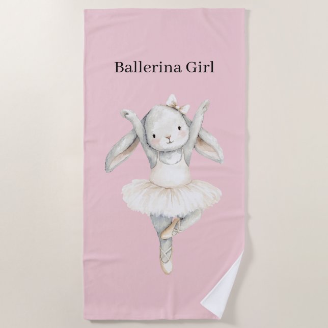 Serviette De Plage Fille Ballerine Lapin en Tutu (Devant)
