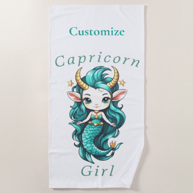 Serviette De Plage Fille Capricorne Sirène Thunder_Cove (Devant)