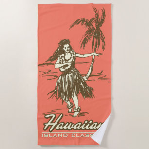 Serviette De Plage Fille de danse polynésienne d'île hawaïenne de
