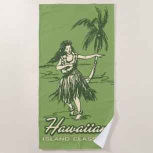 Serviette De Plage Fille de danse polynésienne d'île hawaïenne de