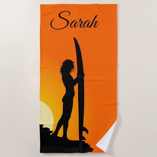 Serviette De Plage Fille de surfer (Devant)