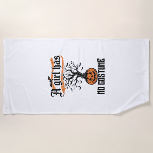 Serviette De Plage Fille d'Halloween sans costume Citrouille vintage_