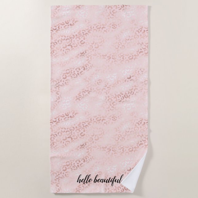 Serviette De Plage Fille Empreinte de léopard en verre rose Ombre (Devant)