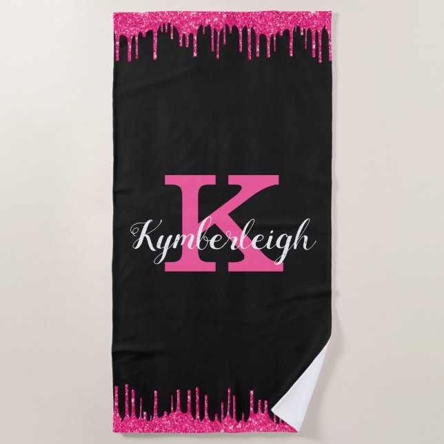 Serviette De Plage Fille Noir Hot Rose Parties scintillant Drivers No (Devant)