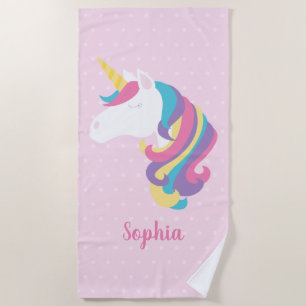 Serviette De Plage Fille personnalisée mignonne de point de polka de