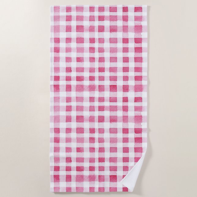Serviette De Plage Fille Pink Plaid Stripes (Devant)