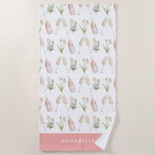 Serviette De Plage Fille rose moderne boissons enterrement de vie de 