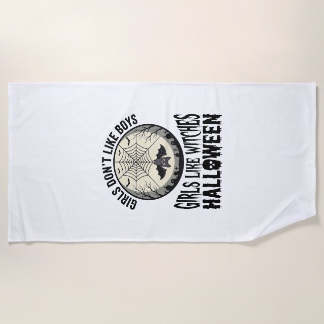 Serviette De Plage Filles comme sorcières Halloween Design Vector Vin (Devant)