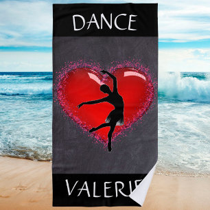 Serviette De Plage Filles Danse Chalkboard Coeur avec/ Nom personnali