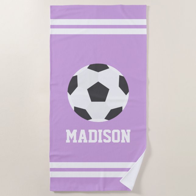 Serviette De Plage Filles de soccer personnalisées (Devant)