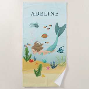Serviette De Plage Filles mignonnes et magiques Sirènes de mer Enfant