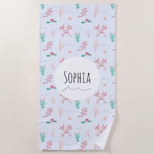 Serviette De Plage Filles Moderne et mignonne Axolotl Motif Plage pou