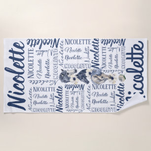 Serviette De Plage Filles personnalisées long nom avec chevaux