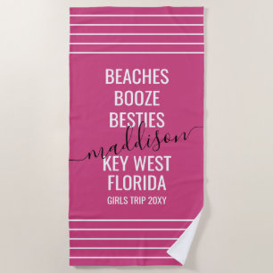 Serviette De Plage Filles Voyage Plage Vacances Magenta Rose Personna