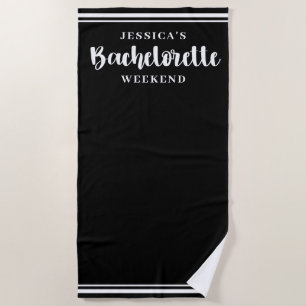 Serviette De Plage Fin de semaine minimaliste moderne noir Bacheloret