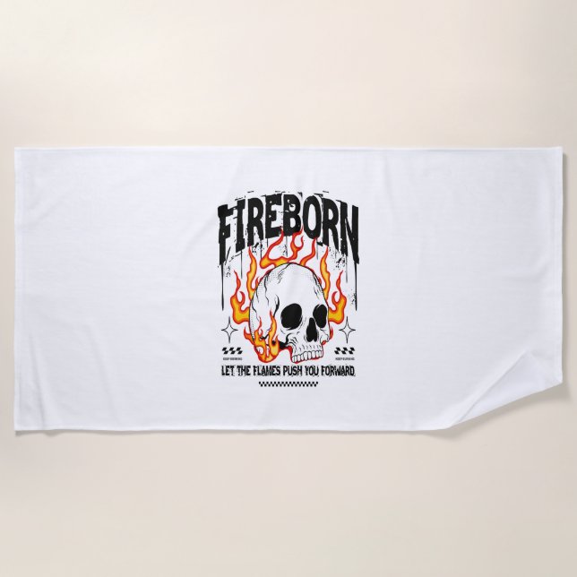 Serviette De Plage Fireborn Skull Urban Streetwear (Devant)