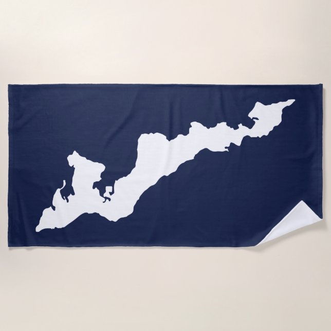 Serviette De Plage Fishers Island Beach Towel - Blanc/Bleu (Devant)