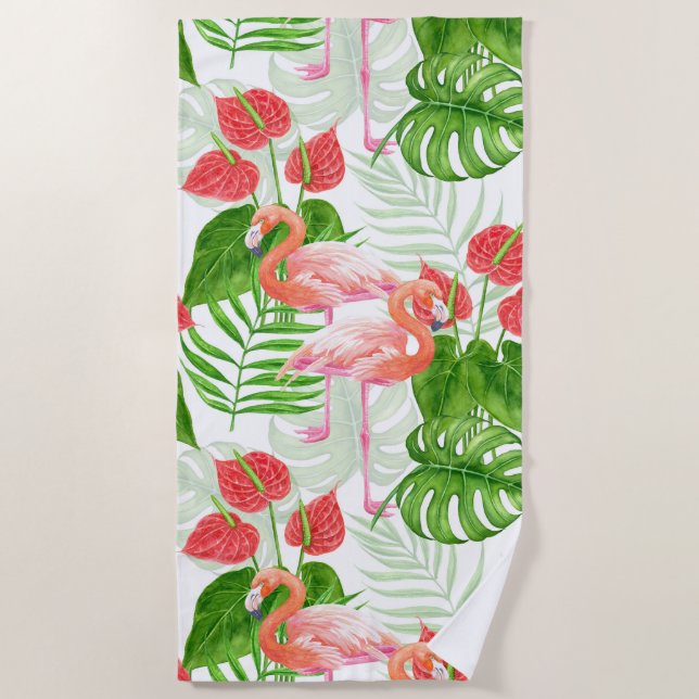 Serviette De Plage Flamant rose (Devant)