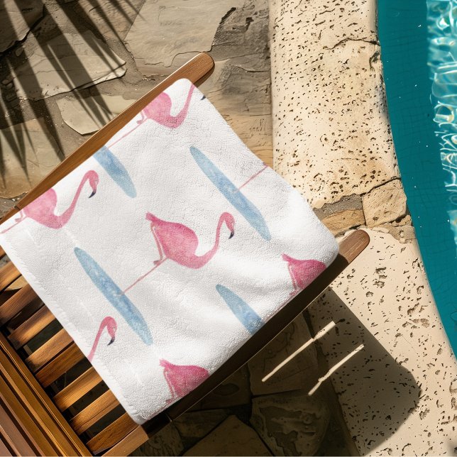 Serviette De Plage Flamant Rose Aquarelle (Créateur téléchargé)