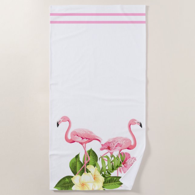 Serviette de plage Flamant rose de plage (Devant)