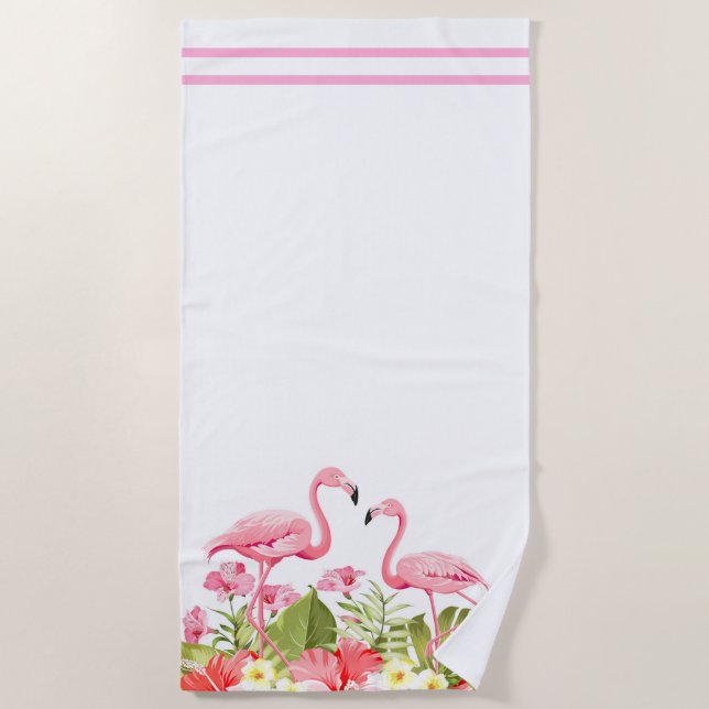 Serviette De Plage Flamant rose de plage (Devant)
