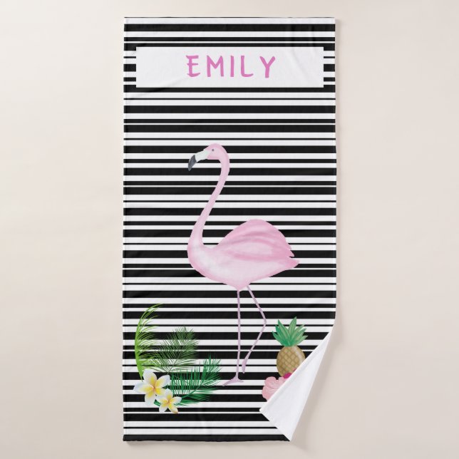 Serviette de plage Flamant rose personnalisée (Serviette de bain)