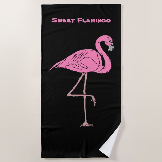 Serviette de plage Flamant rose rose (Devant)