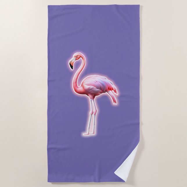 Serviette De Plage Flamant rose rose (Devant)
