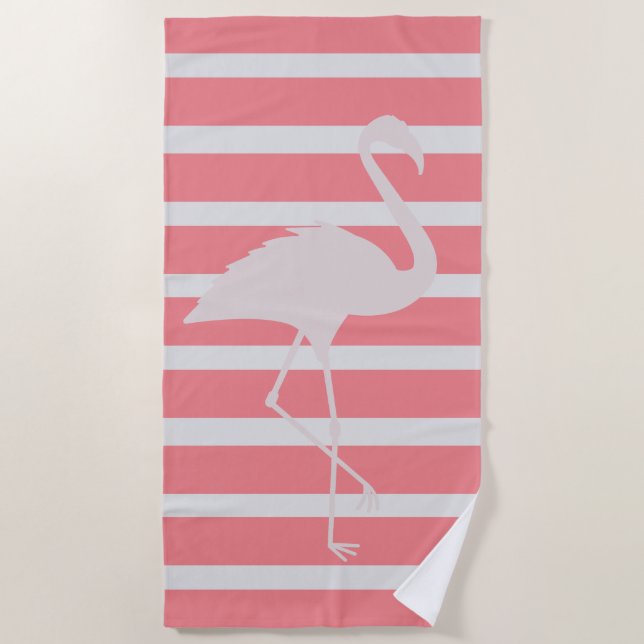 Serviette De Plage Flamant rose rose (Devant)