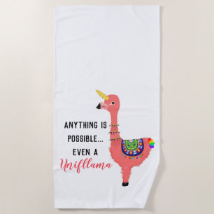 Serviette De Plage Flamant rose Unicorne Rose Cute Llama Inspirant Ci