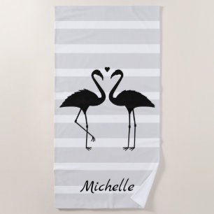 Serviette De Plage Flamants Personnalisés