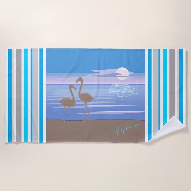 Serviette De Plage Flamants roses (Devant)