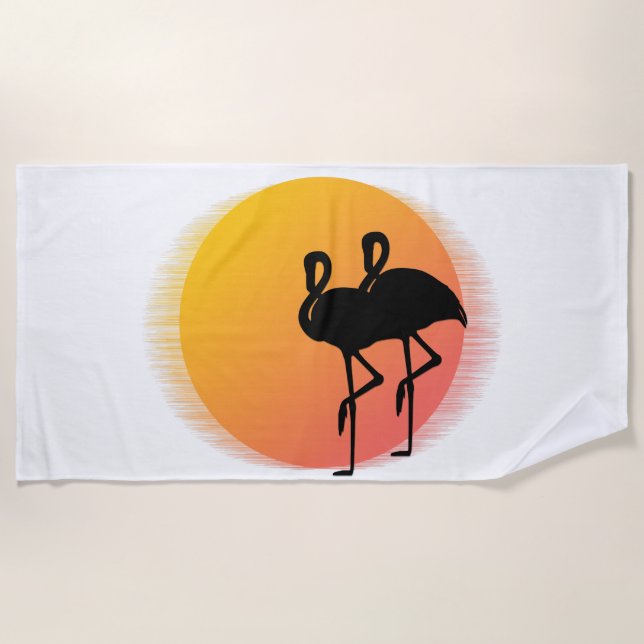 Serviette De Plage Flamants roses roses (Devant)