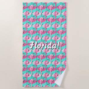 Serviette De Plage Flamants roses roses Floride Changer de texte Chan