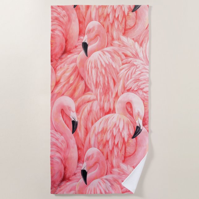 Serviette De Plage Flamboyance des Flamants roses roses (Devant)