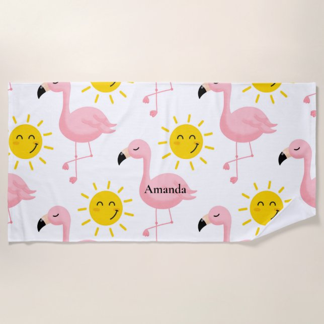Serviette De Plage Flamingo Personnalisé Enterrement de Vie de Jeune  (Devant)