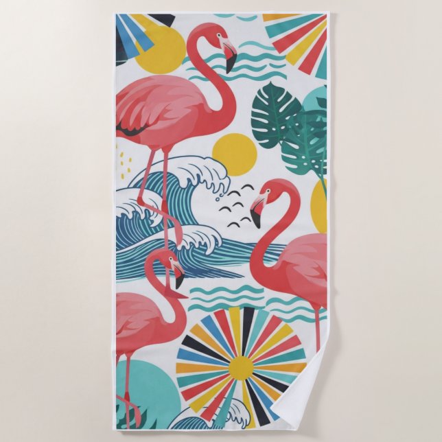  serviette de plage "Flamingo Rose" 🌸🦩 (Devant)