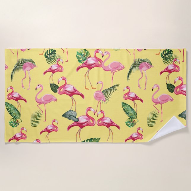 Serviette De Plage Flamingos Love Pattern 3 (Devant)