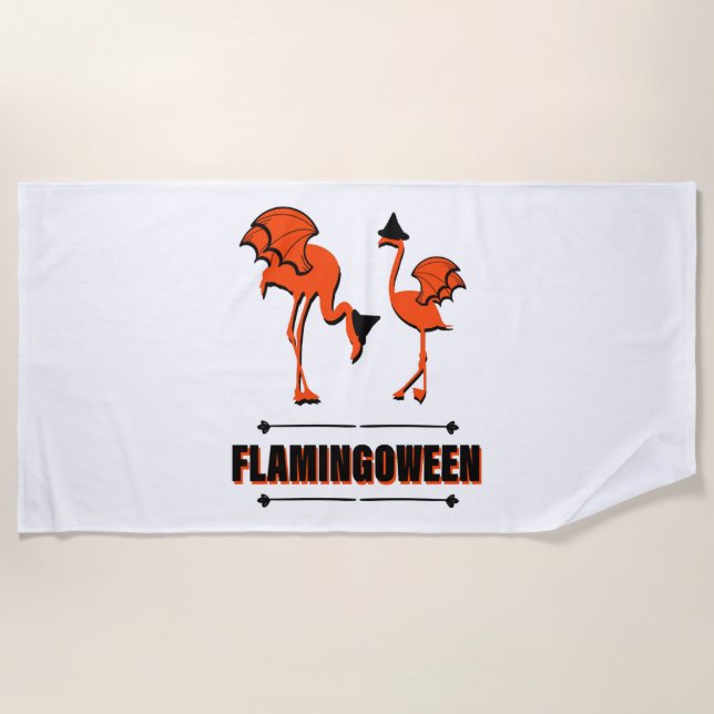 Serviette De Plage Flamingoween - Halloween (Devant)