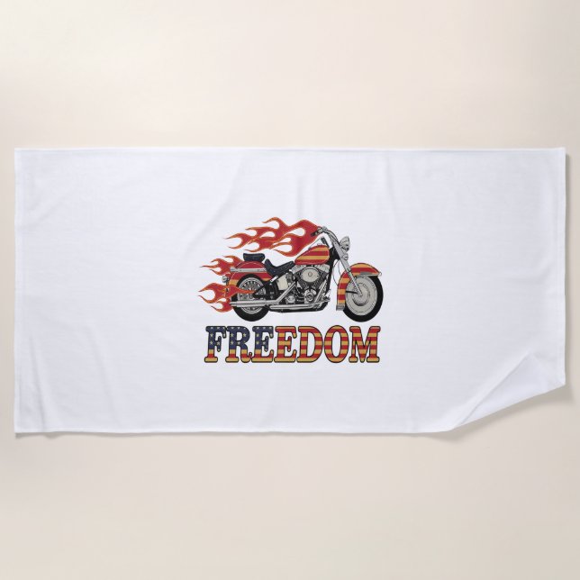 Serviette De Plage Flammes de moto Liberté (Devant)