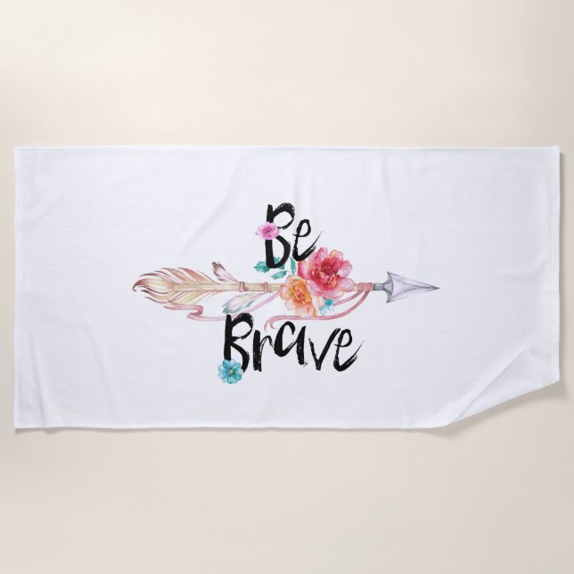 Serviette De Plage Flèche courageuse avec fleurs (Devant)