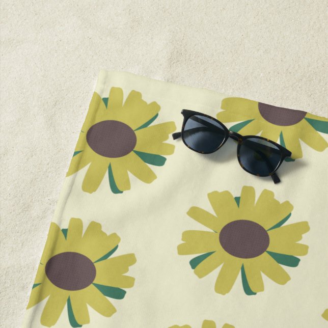 Serviette De Plage Fleur Brown de tournesol  Jaune Motif (En situation)