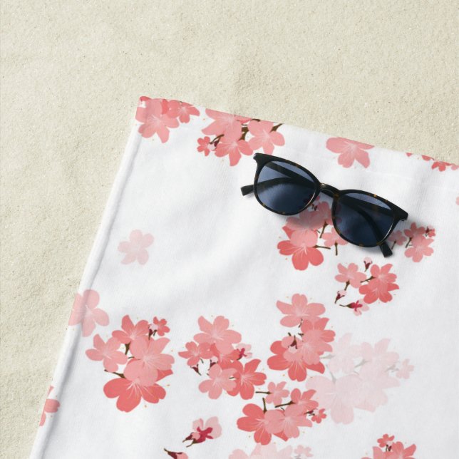 Serviette De Plage Fleur cerise 2 (En situation)