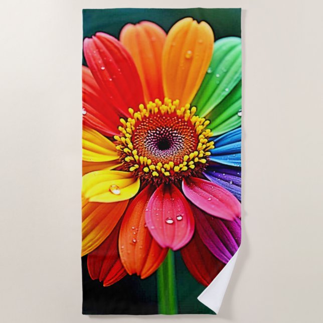 Serviette De Plage Fleur d'art à pétale arc-en-ciel (Devant)