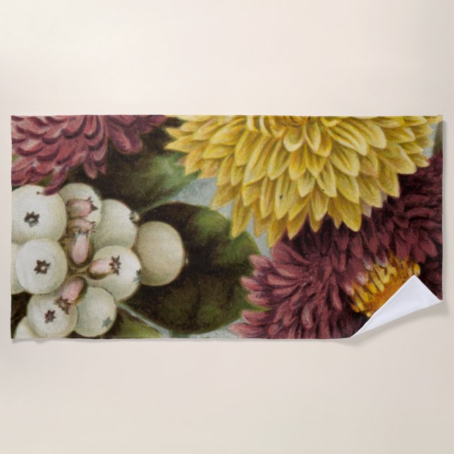 Serviette De Plage Fleur de chrysanthème mère florale (Devant)