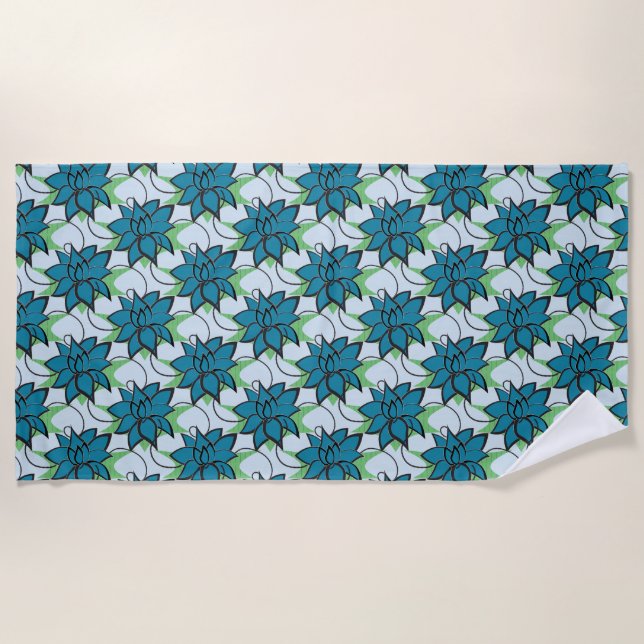 Serviette de plage Fleur de Lotus Bleu (Devant)