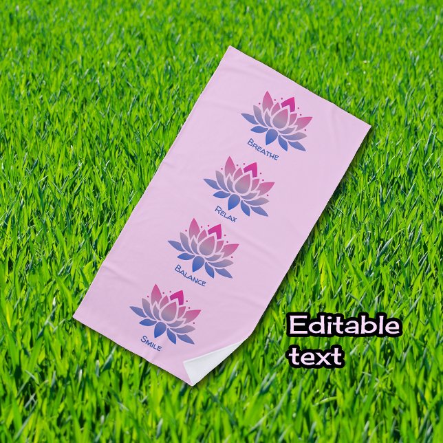 Serviette De Plage Fleur de lotus rose votre texte (Créateur téléchargé)