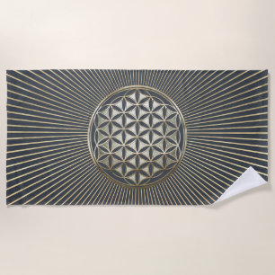 Serviette De Plage Fleur de métallique de la vie de relief