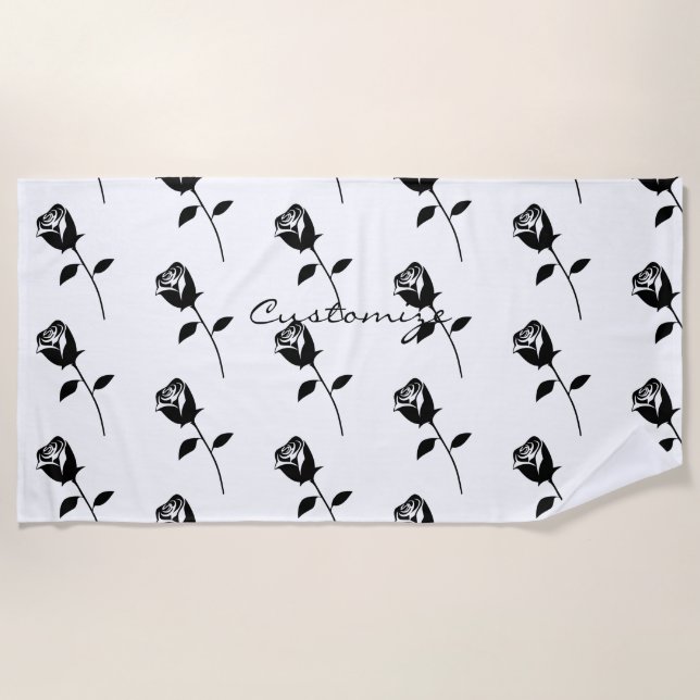Serviette De Plage Fleur de Saint-Valentin noire Thunder_Cove (Devant)