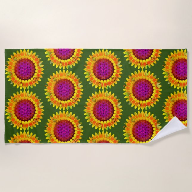 Serviette De Plage Fleur De Vie - Fleur Géométrique 4 (Devant)